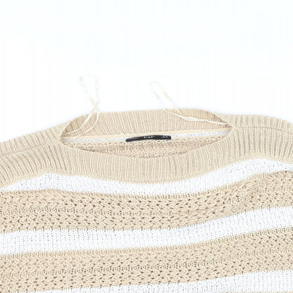 F&F Womens Multicoloured Round Neck Striped Acrylic Pullover Jumper Size 12