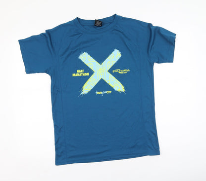 Preworn Mens Blue  Polyester  T-Shirt Size M Round Neck