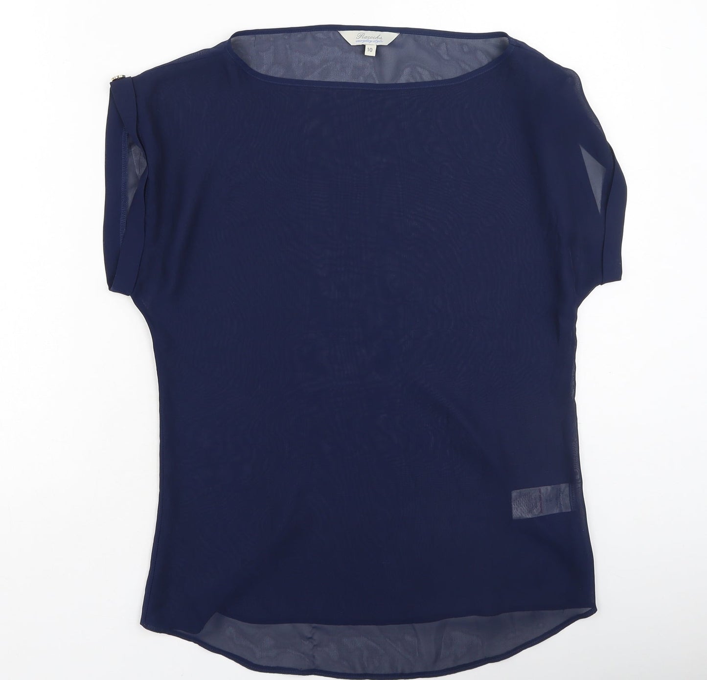 Womens UK Size 10 Peacocks Blue Basic T-Shirt