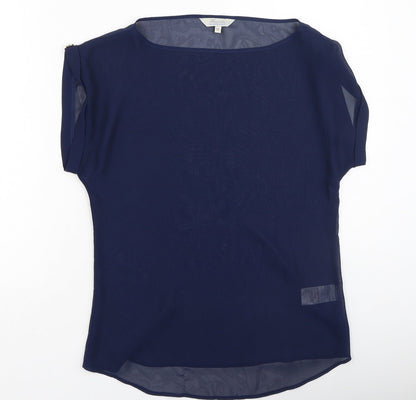 Womens UK Size 10 Peacocks Blue Basic T-Shirt