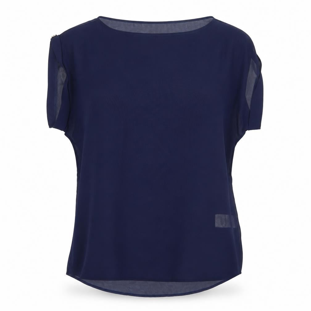 Womens UK Size 10 Peacocks Blue Basic T-Shirt