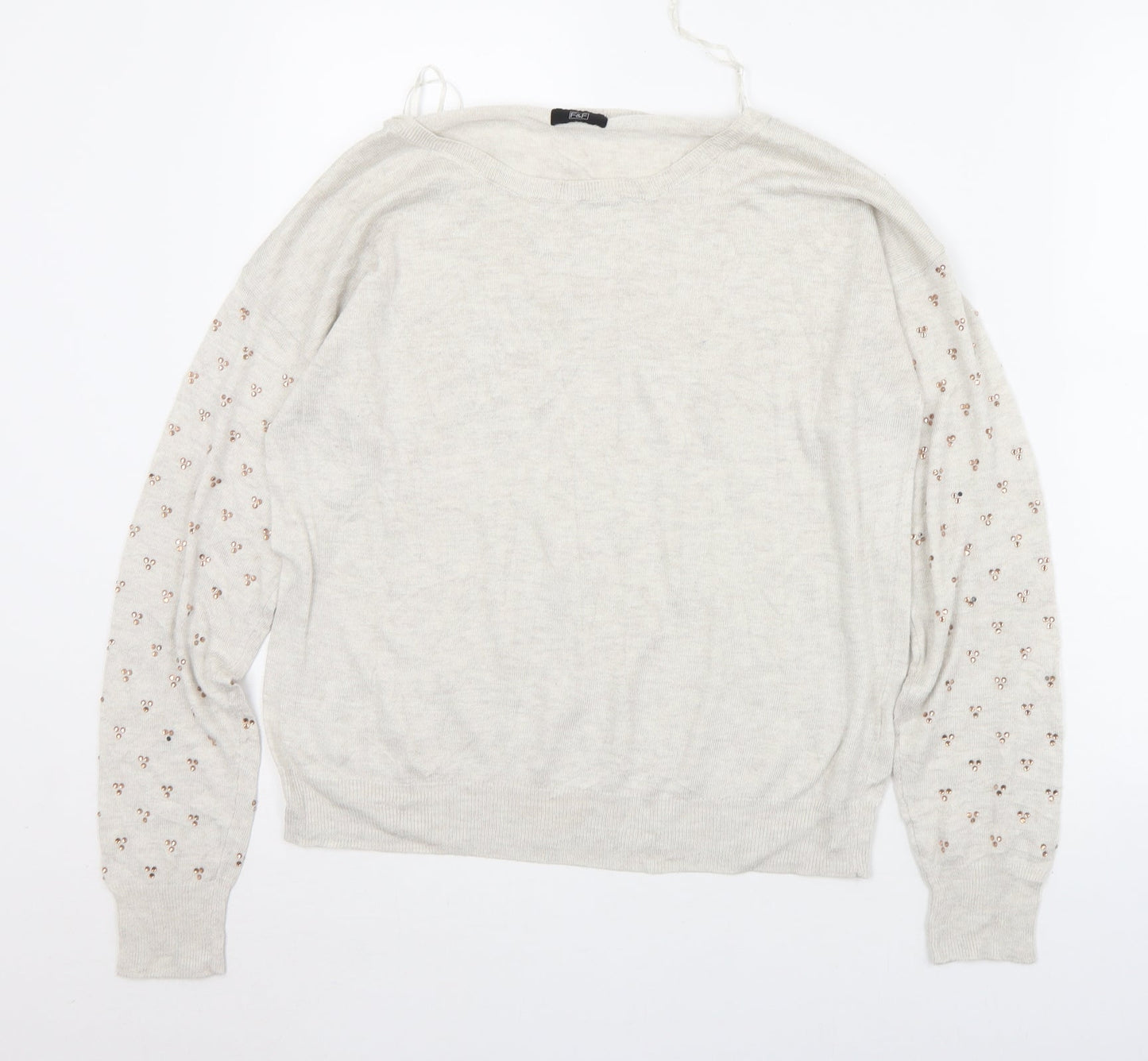 F&F Womens Ivory Round Neck  Polyester Pullover Jumper Size 14