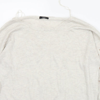 F&F Womens Ivory Round Neck  Polyester Pullover Jumper Size 14