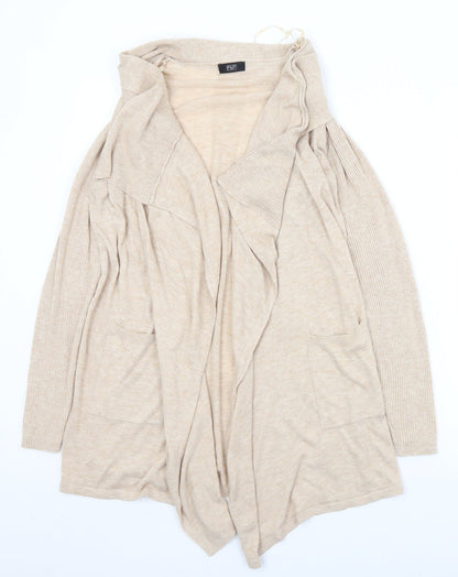 F&F Womens Beige Collared  Nylon Cardigan Jumper Size 10