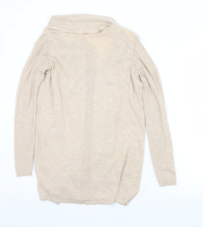 F&F Womens Beige Collared  Nylon Cardigan Jumper Size 10