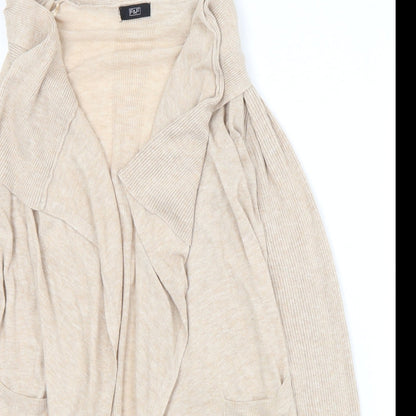 F&F Womens Beige Collared  Nylon Cardigan Jumper Size 10