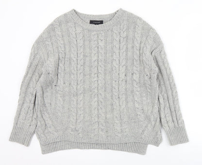 Primark Womens Grey Crew Neck  Acrylic Pullover Jumper Size 6   - 6/8