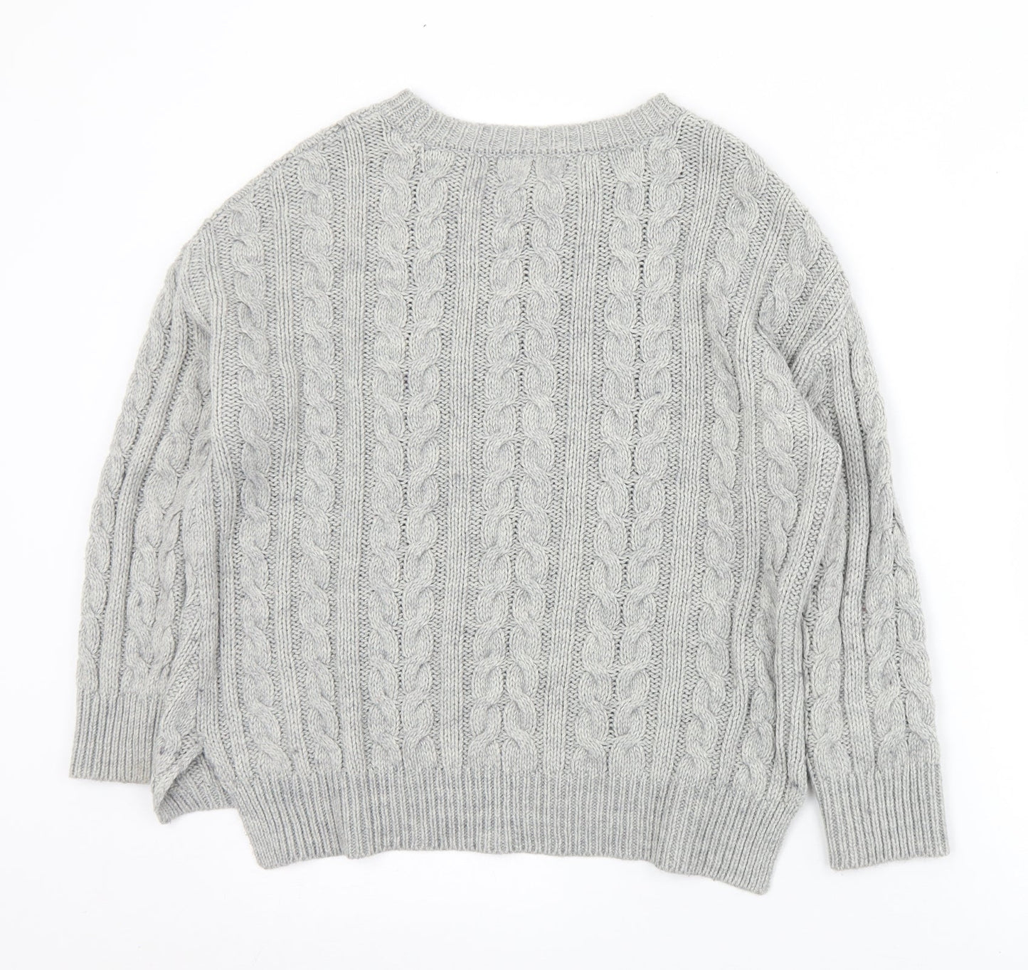 Primark Womens Grey Crew Neck  Acrylic Pullover Jumper Size 6   - 6/8