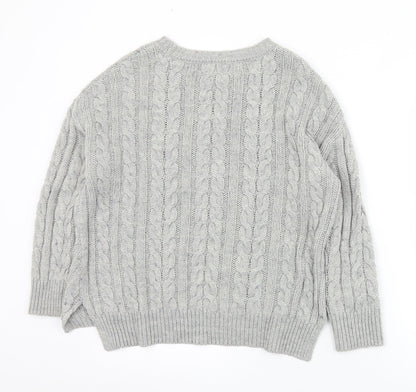 Primark Womens Grey Crew Neck  Acrylic Pullover Jumper Size 6   - 6/8