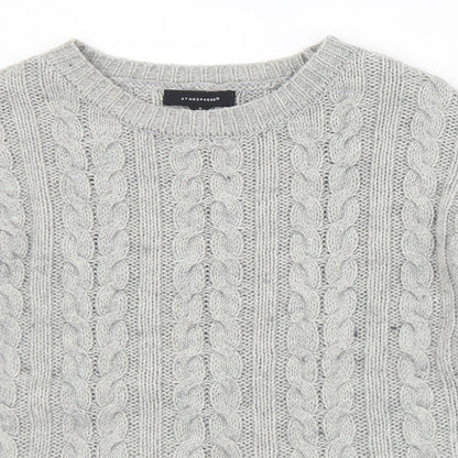 Primark Womens Grey Crew Neck  Acrylic Pullover Jumper Size 6   - 6/8