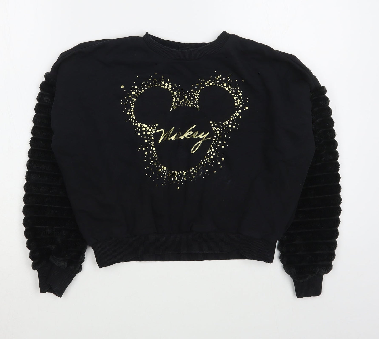 F&F Girls Black  Cotton Pullover Sweatshirt Size 9-10 Years  Pullover