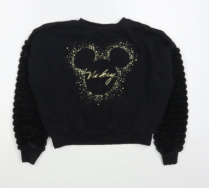 F&F Girls Black  Cotton Pullover Sweatshirt Size 9-10 Years  Pullover