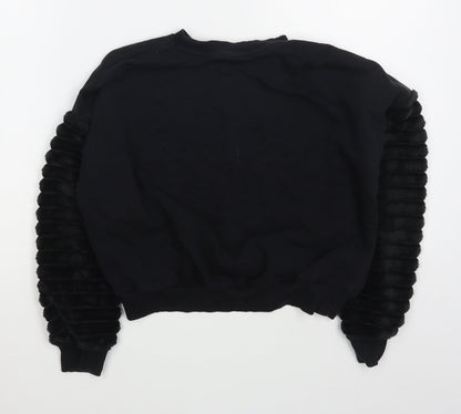 F&F Girls Black  Cotton Pullover Sweatshirt Size 9-10 Years  Pullover