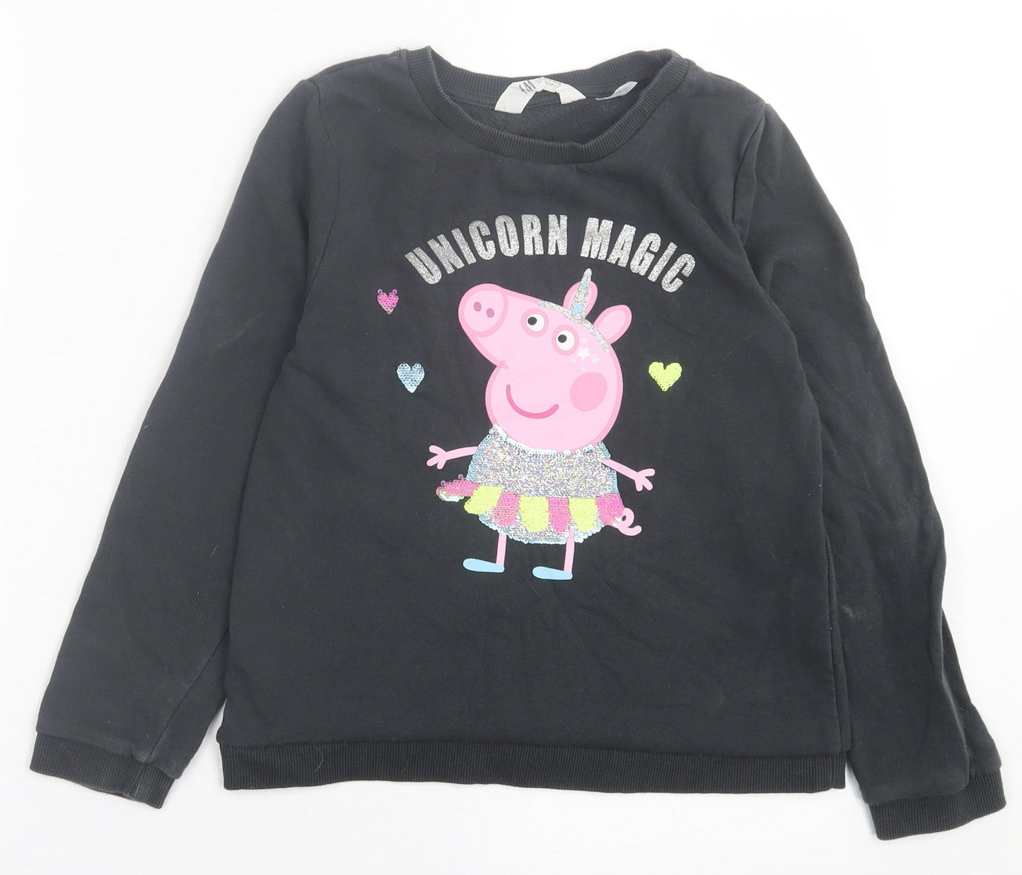 H&M Girls Grey  Cotton Pullover Sweatshirt Size 9-10 Years  Pullover - Peppa pig
