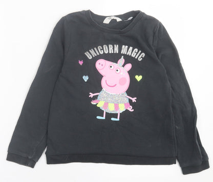 H&M Girls Grey  Cotton Pullover Sweatshirt Size 9-10 Years  Pullover - Peppa pig