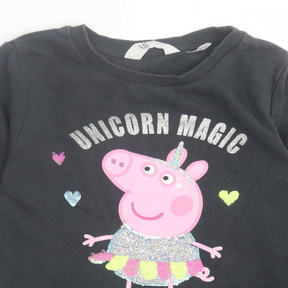 H&M Girls Grey  Cotton Pullover Sweatshirt Size 9-10 Years  Pullover - Peppa pig