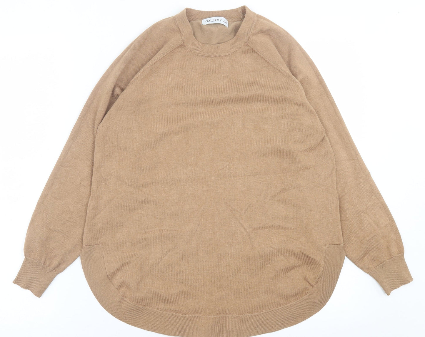 Gallery Womens Brown Crew Neck  Polyester Pullover Jumper Size S