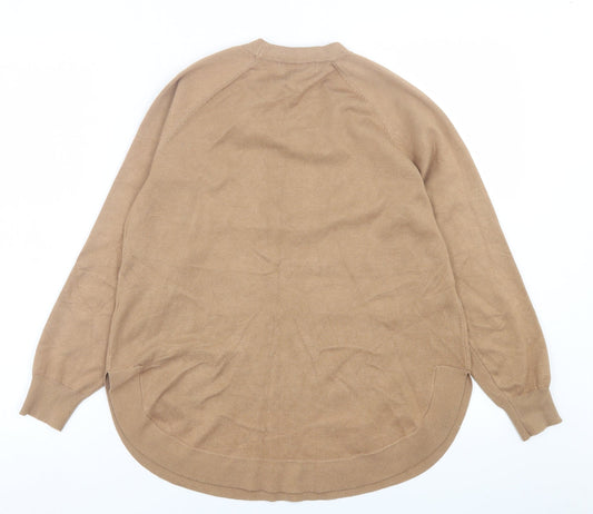 Gallery Womens Brown Crew Neck  Polyester Pullover Jumper Size S