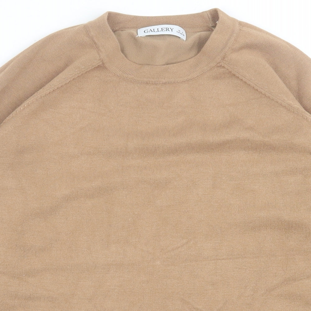 Gallery Womens Brown Crew Neck  Polyester Pullover Jumper Size S