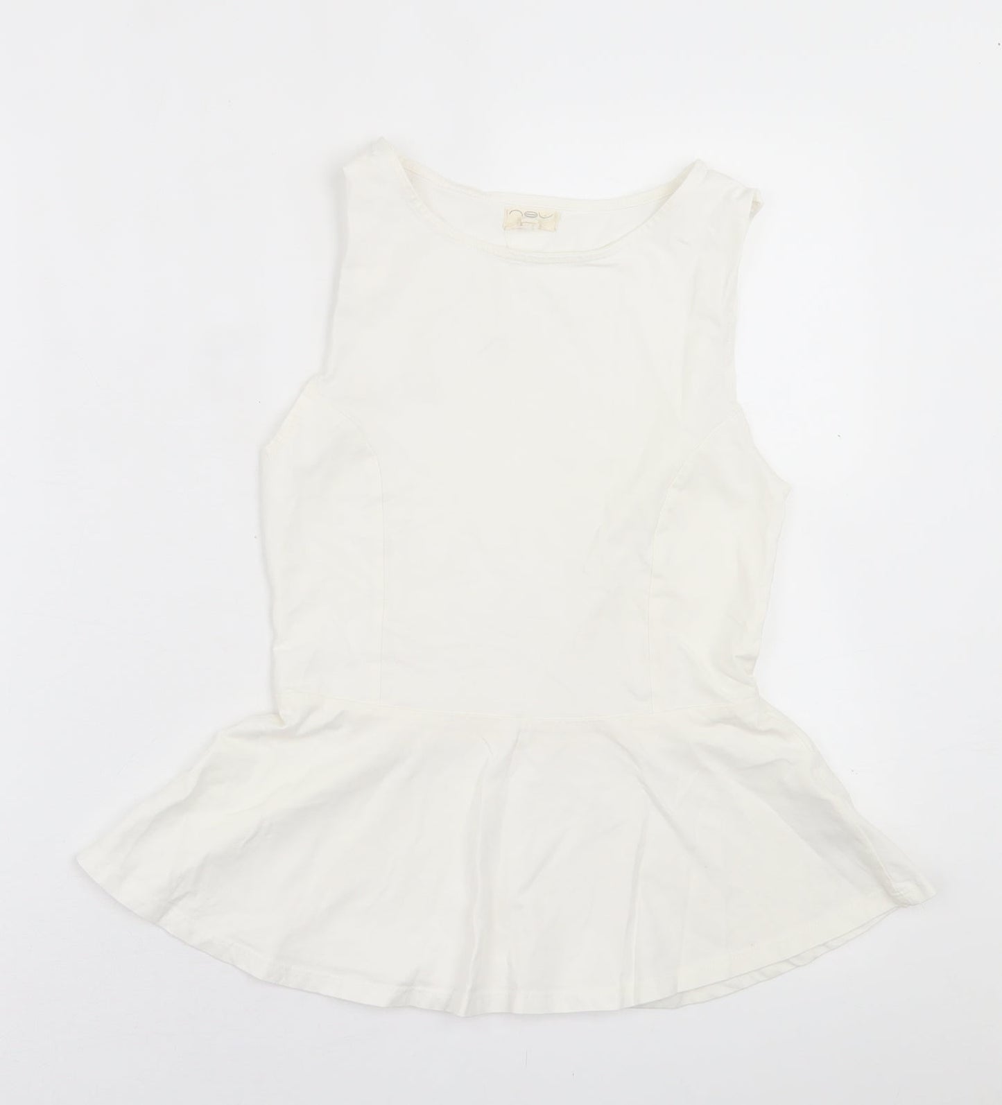 Womens UK Size 10 New Look White Basic Tank