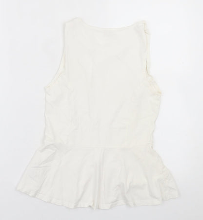 Womens UK Size 10 New Look White Basic Tank