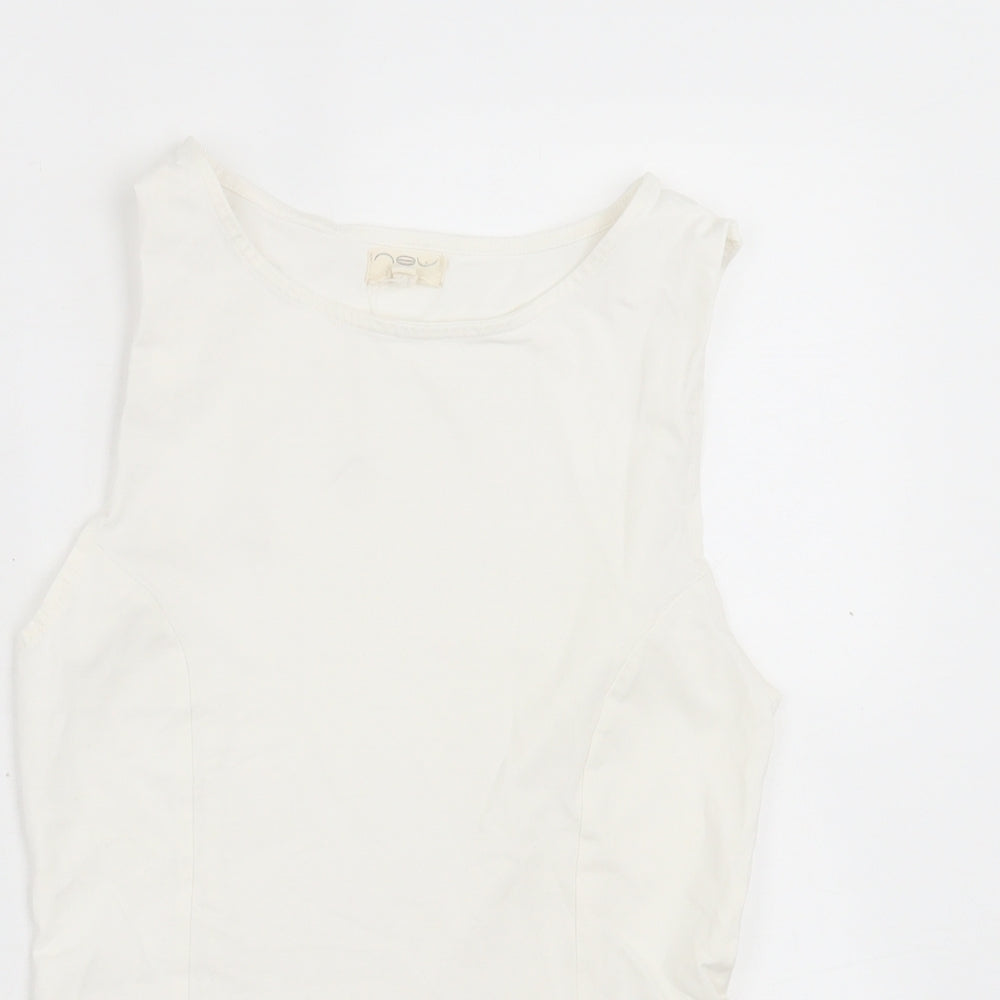Womens UK Size 10 New Look White Basic Tank