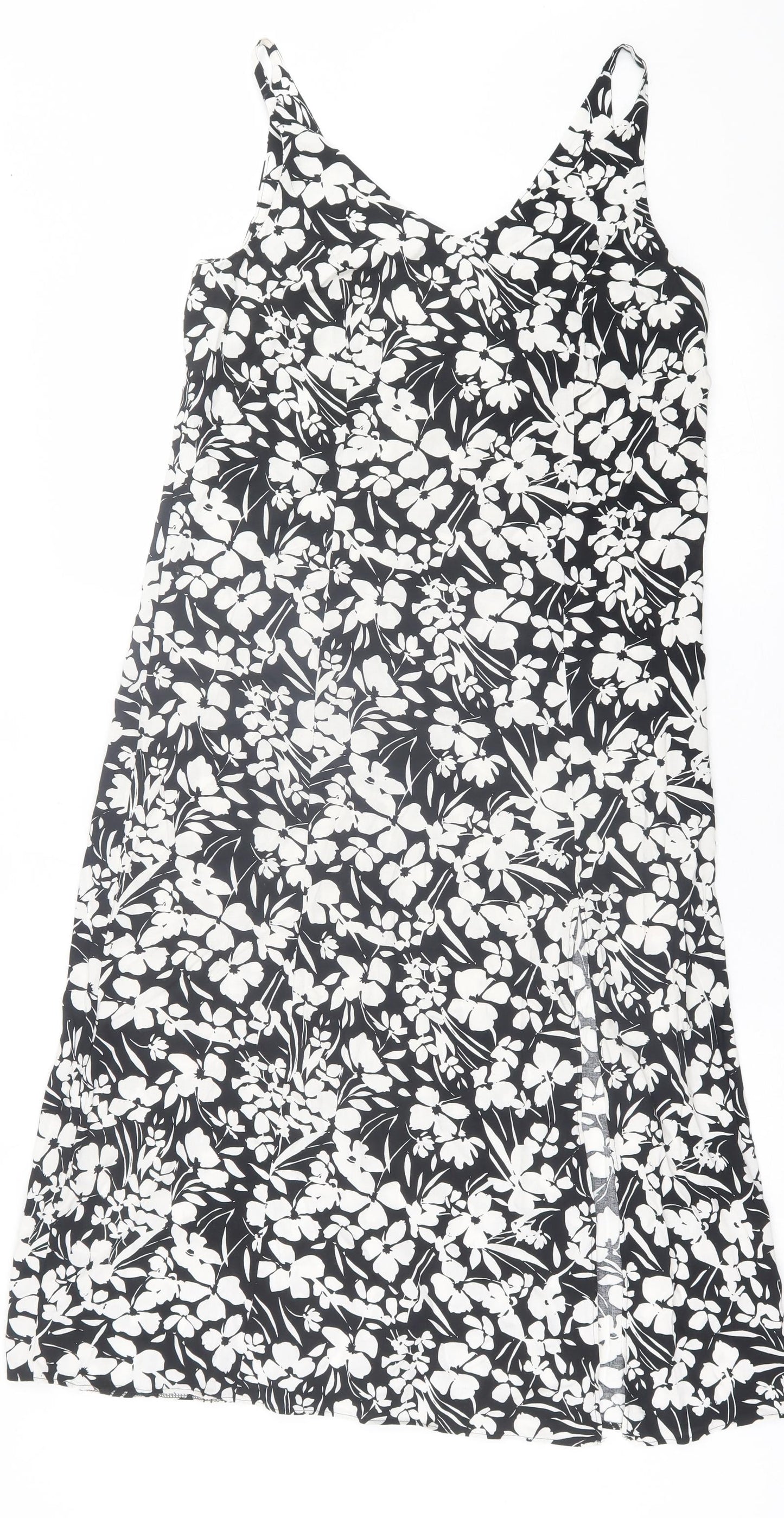 Primark Womens Black Geometric Viscose A-Line  Size 6  V-Neck Pullover