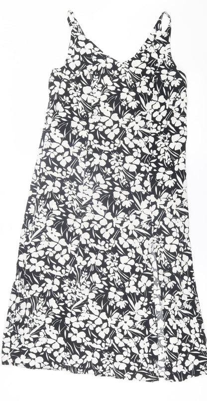 Primark Womens Black Geometric Viscose A-Line  Size 6  V-Neck Pullover