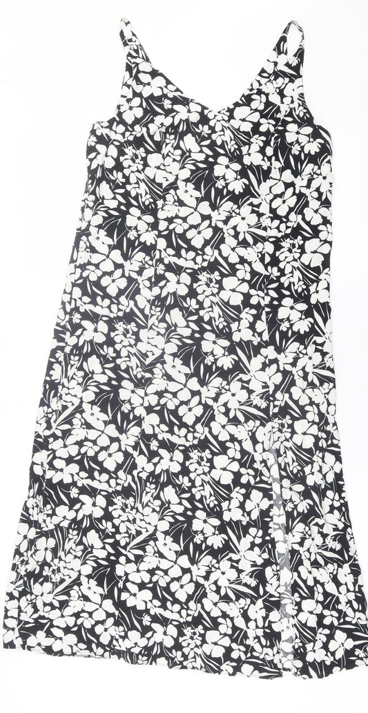 Primark Womens Black Geometric Viscose A-Line  Size 6  V-Neck Pullover