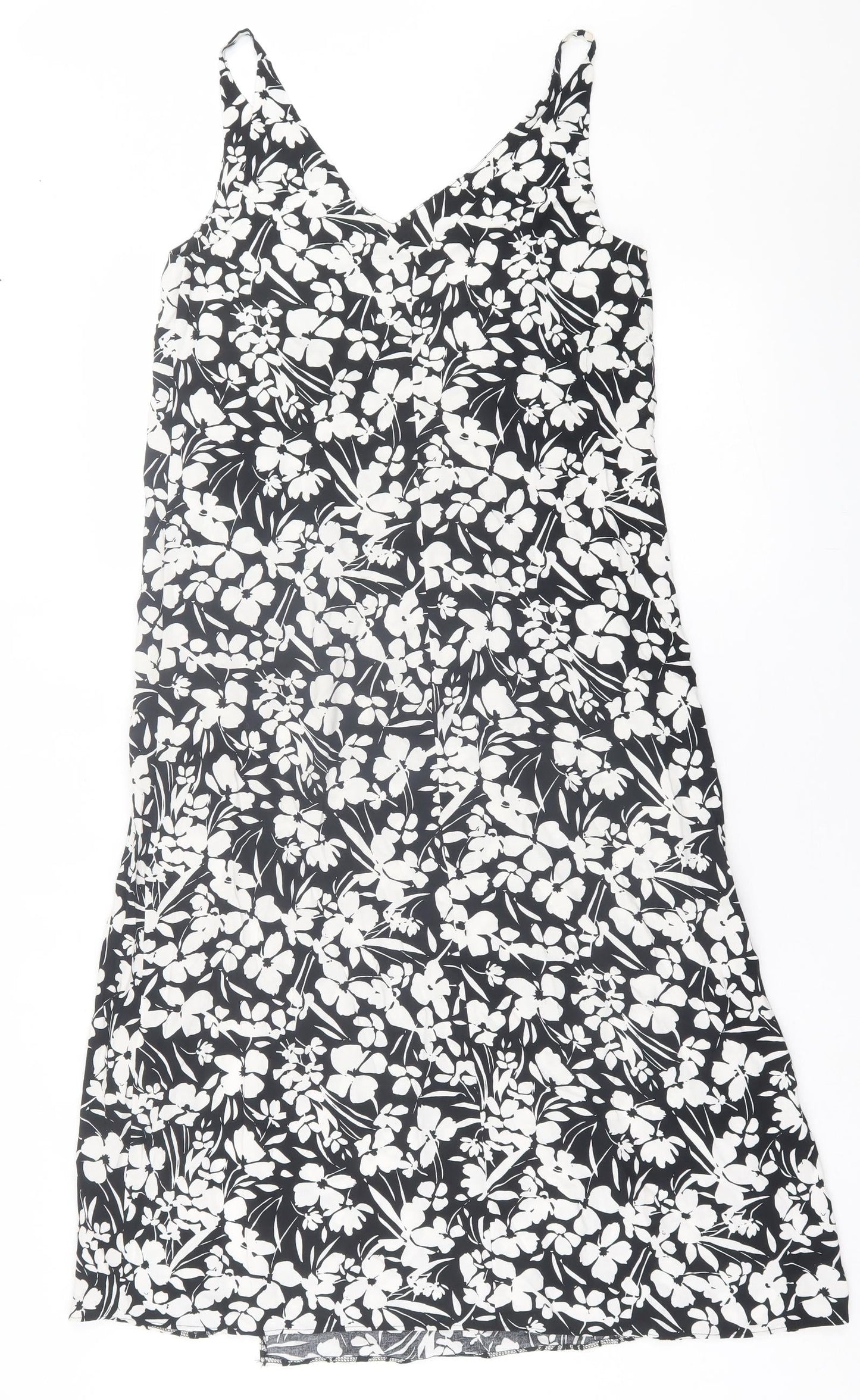 Primark Womens Black Geometric Viscose A-Line  Size 6  V-Neck Pullover