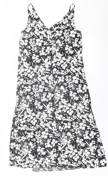 Primark Womens Black Geometric Viscose A-Line  Size 6  V-Neck Pullover