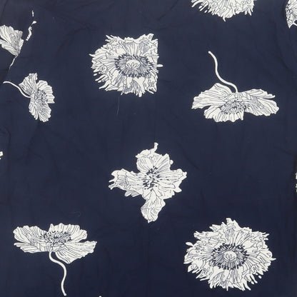 Quiosque Womens Blue Floral Viscose Basic T-Shirt Size 8 Crew Neck