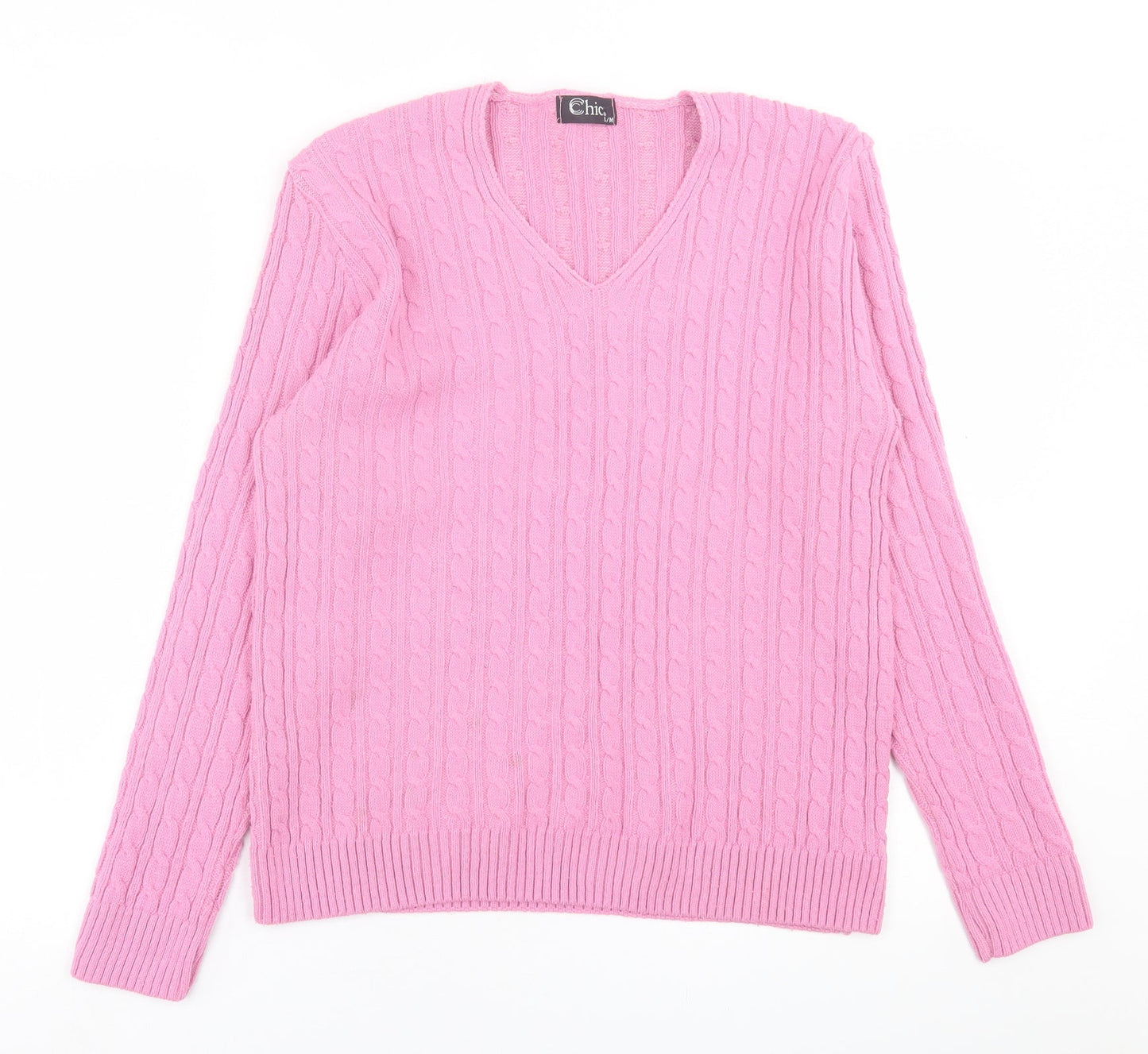 Womens UK Size S CHIC Pink Pullover Jumper