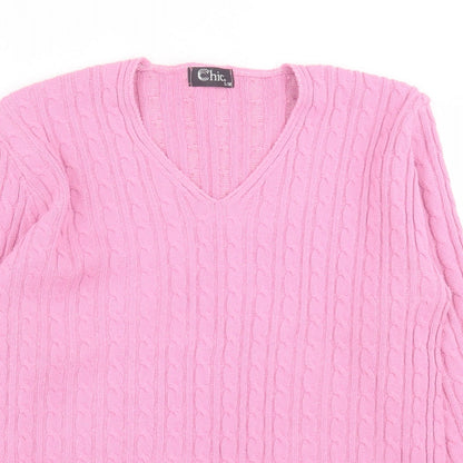 Womens UK Size S CHIC Pink Pullover Jumper