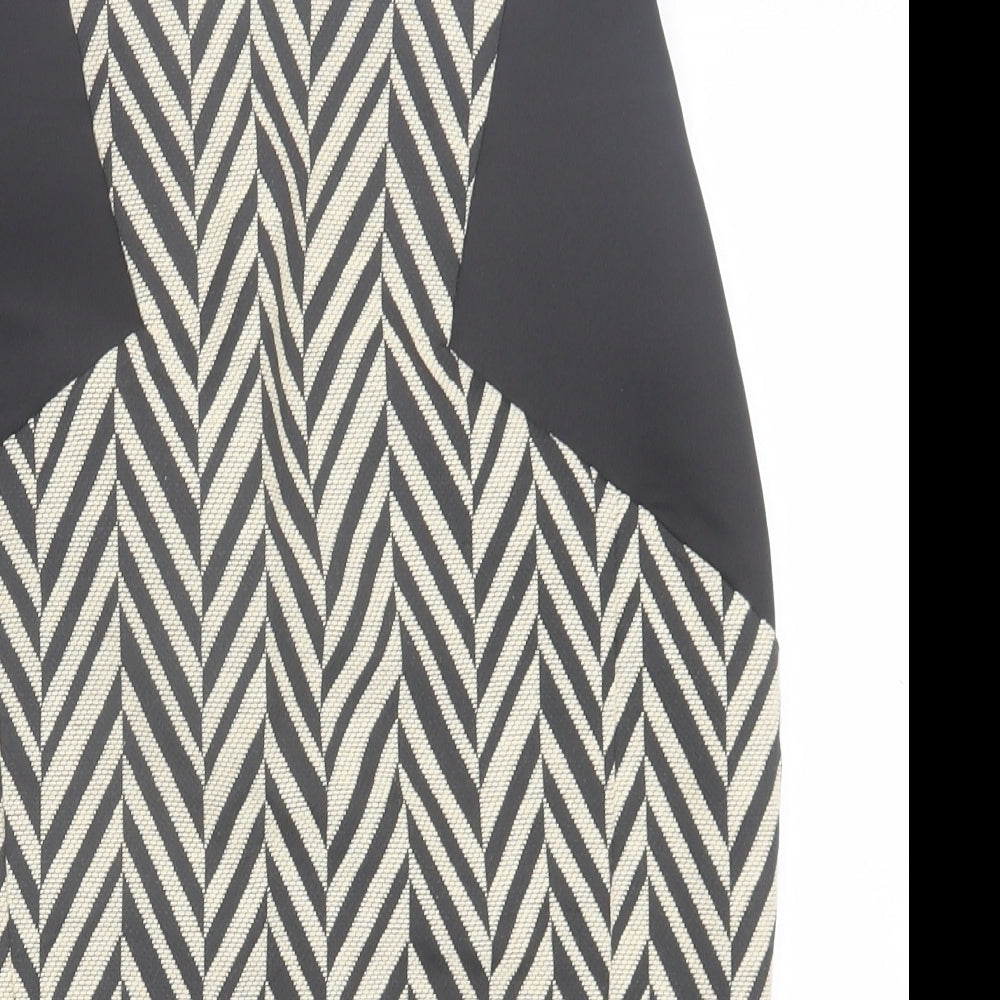 Angl Womens Beige Geometric Cotton A-Line Skirt Size S   Zip