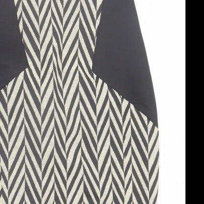 Angl Womens Beige Geometric Cotton A-Line Skirt Size S   Zip