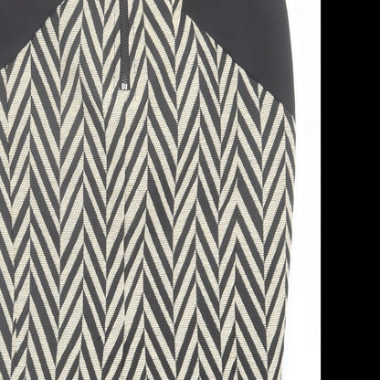 Angl Womens Beige Geometric Cotton A-Line Skirt Size S   Zip