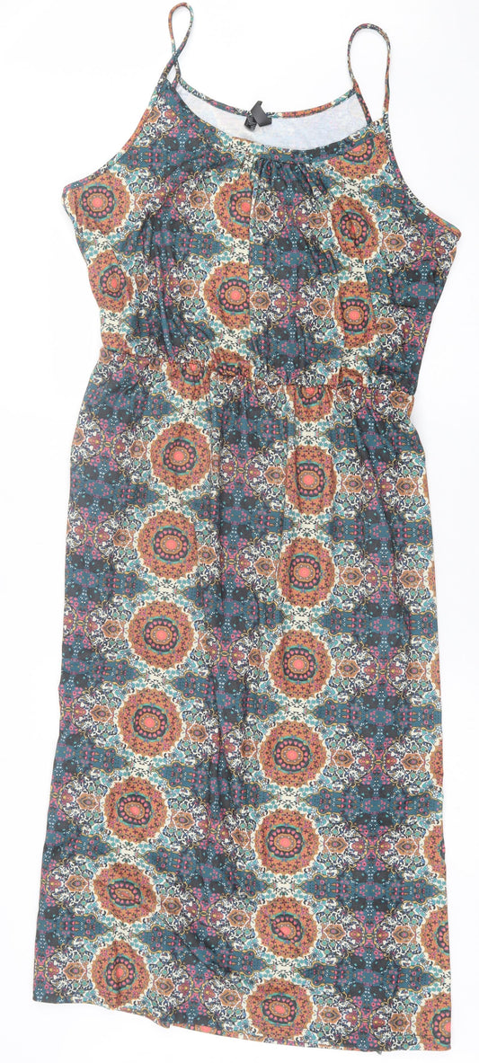 Rainbow Womens Multicoloured Geometric Polyester A-Line  Size XL  Scoop Neck Pullover