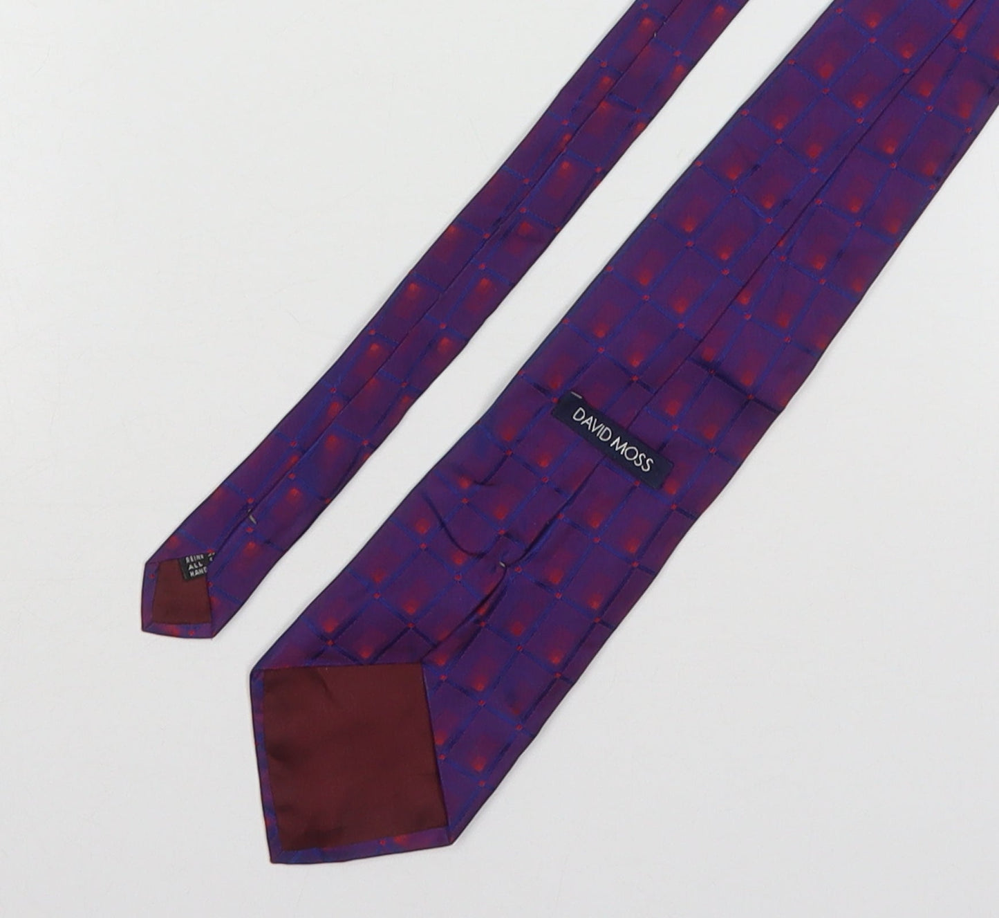 Mens David Moss Purple Plaids & Checks  Pointed Tie