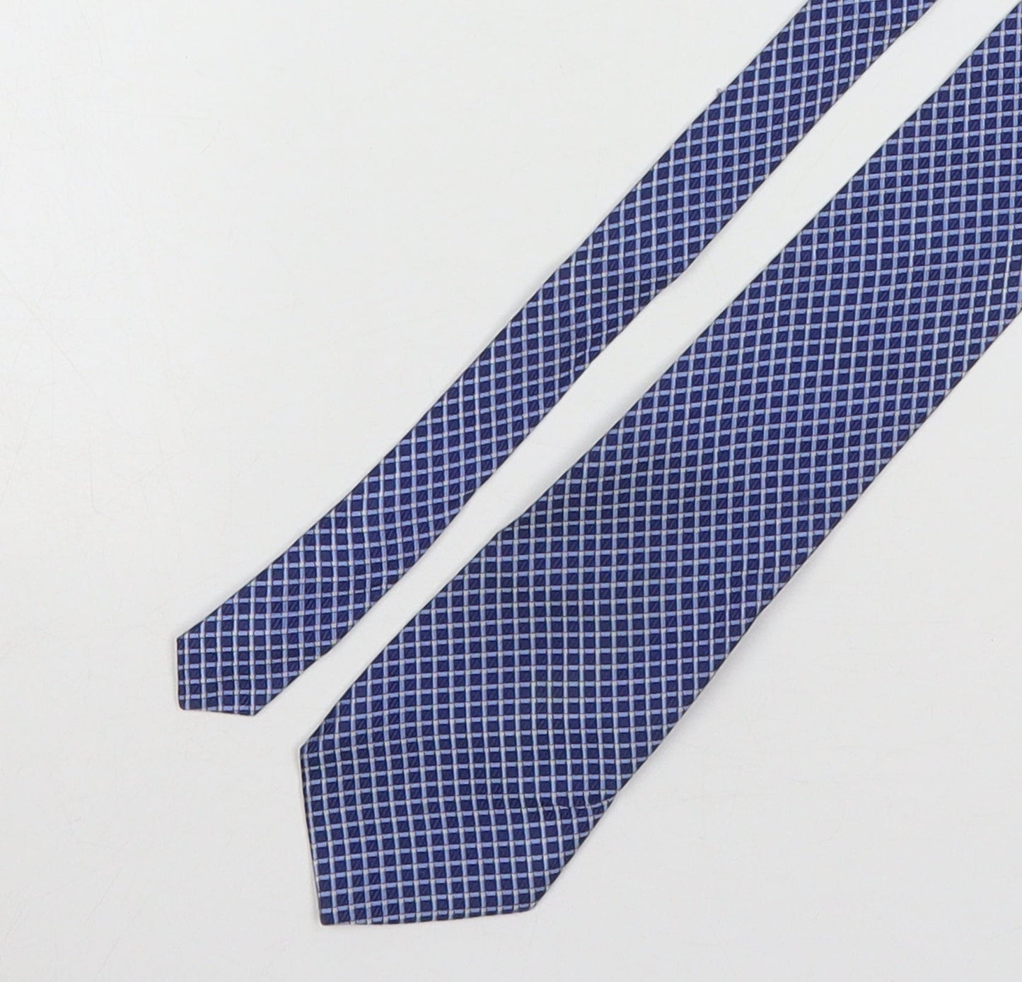 Debenham & Freeman  Mens Blue Plaids & Checks Silk Pointed Tie One Size