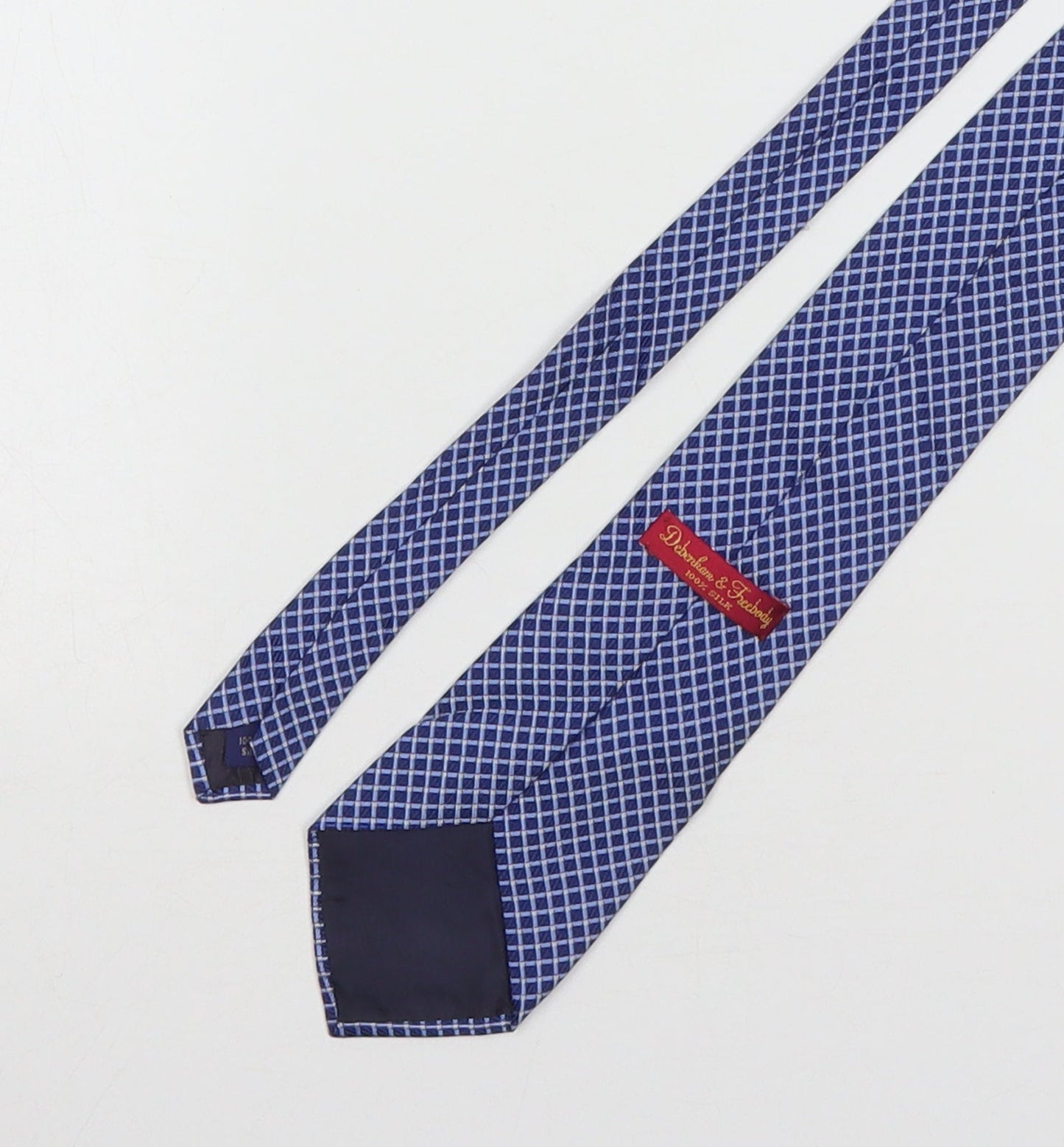 Debenham & Freeman  Mens Blue Plaids & Checks Silk Pointed Tie One Size