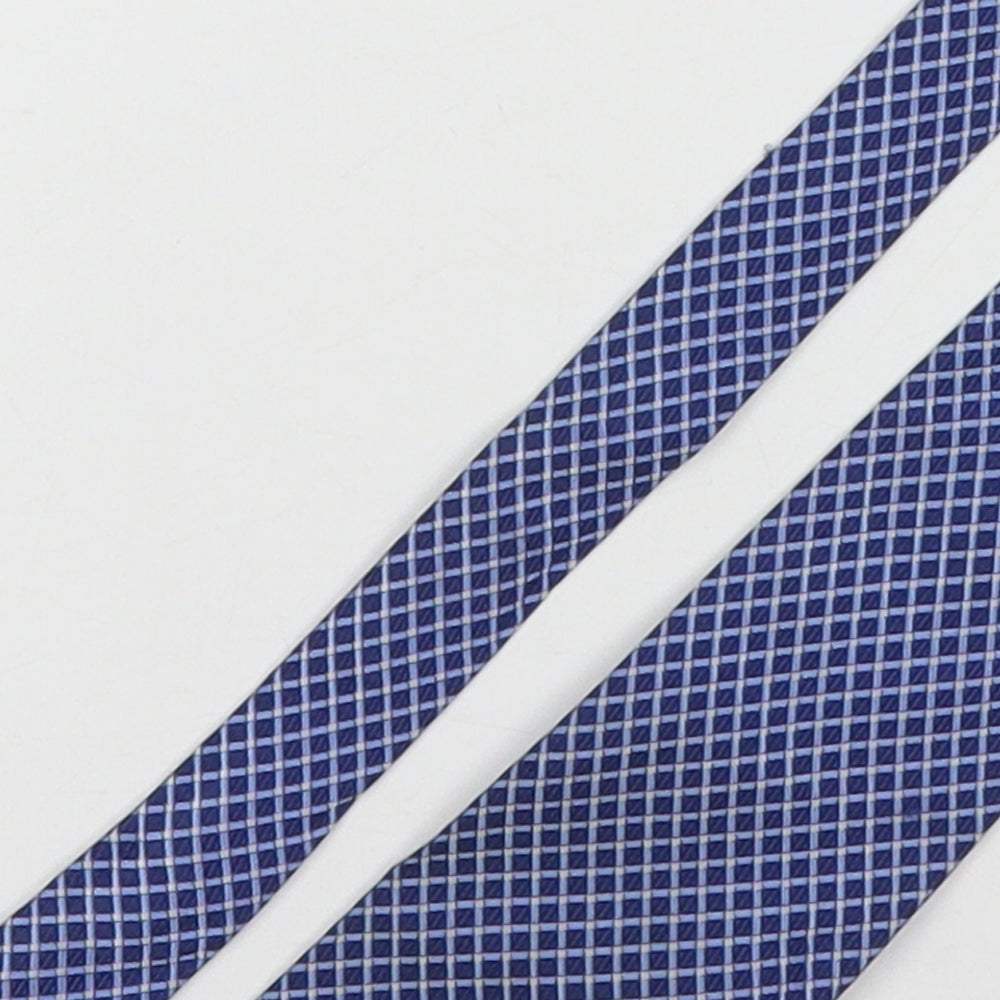 Debenham & Freeman  Mens Blue Plaids & Checks Silk Pointed Tie One Size