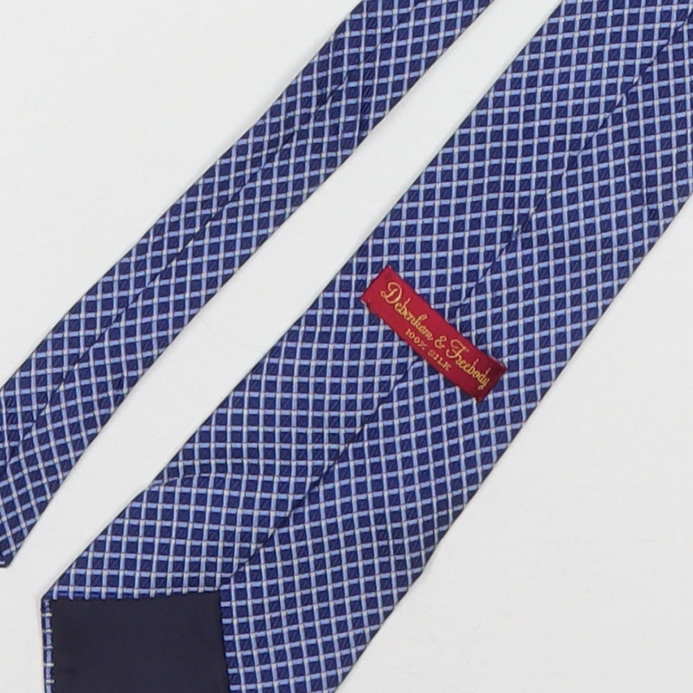 Debenham & Freeman  Mens Blue Plaids & Checks Silk Pointed Tie One Size