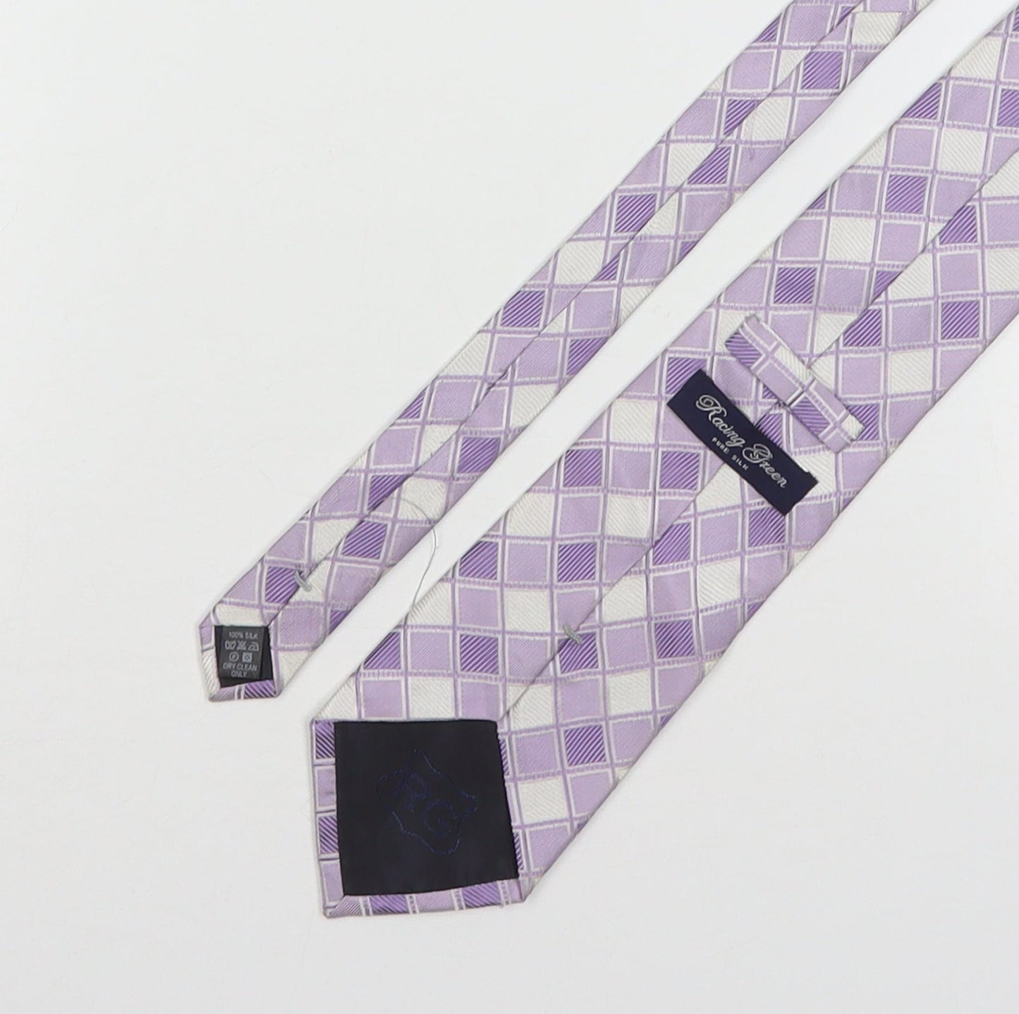 Racing Green  Mens Multicoloured Plaids & Checks Silk Pointed Tie One Size