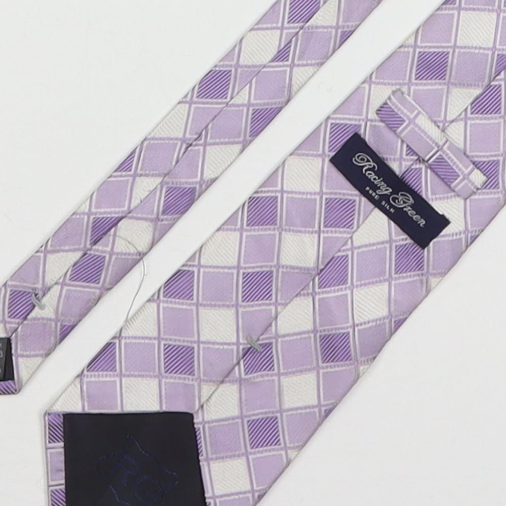 Racing Green  Mens Multicoloured Plaids & Checks Silk Pointed Tie One Size