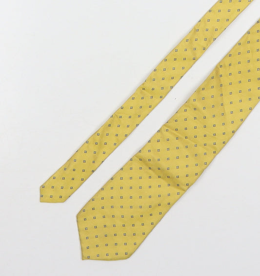 Marks and Spencer Mens Gold Geometric Silk Pointed Tie One Size