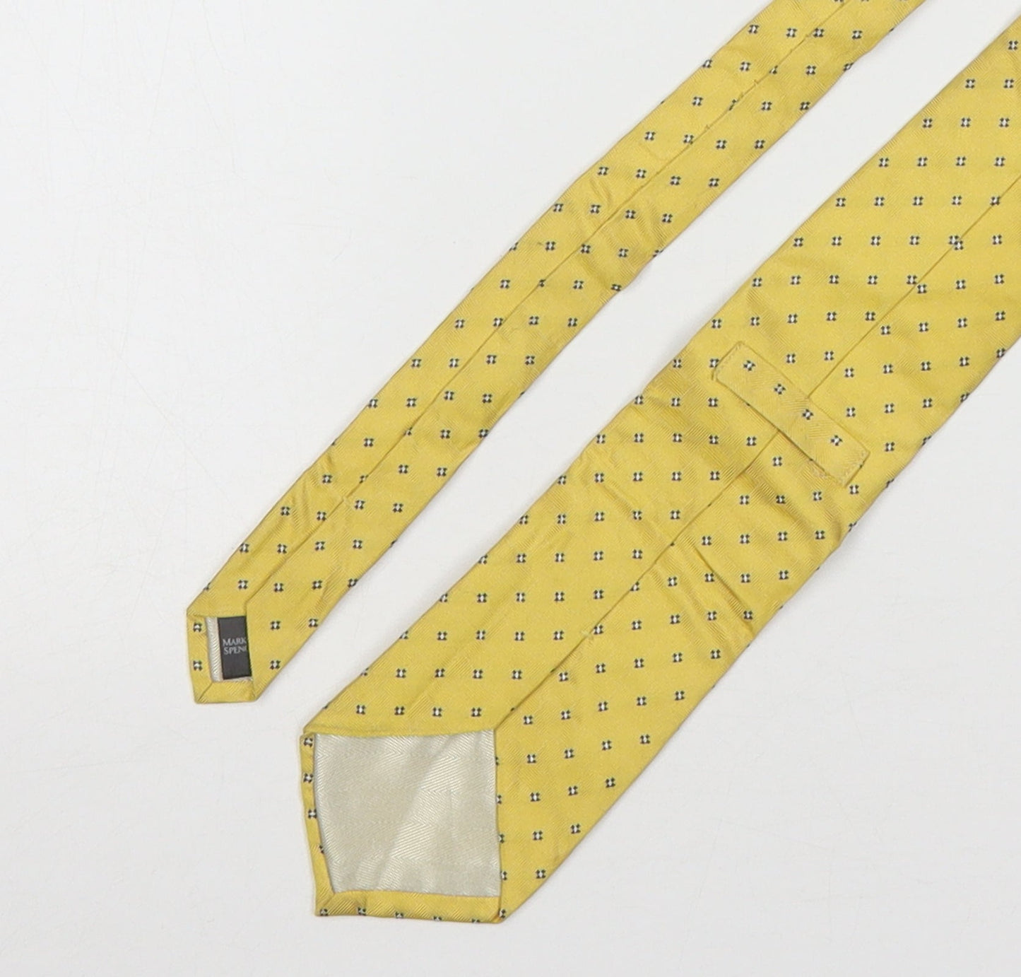 Marks and Spencer Mens Gold Geometric Silk Pointed Tie One Size