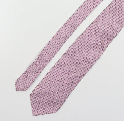 Racing Green Mens Pink Polka Dot Silk Pointed Tie One Size