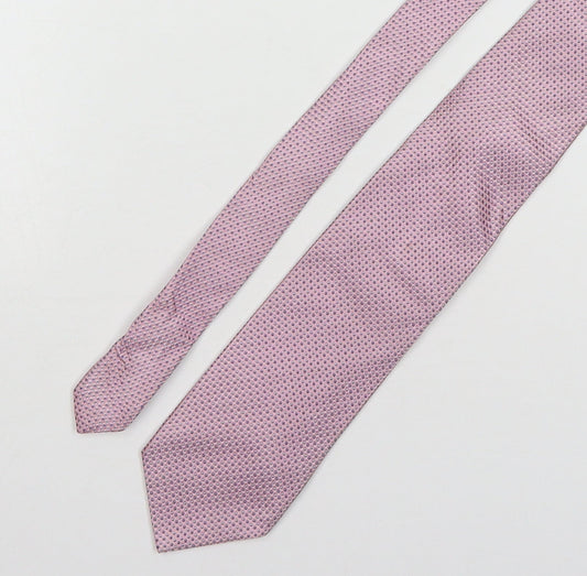 Racing Green Mens Pink Polka Dot Silk Pointed Tie One Size