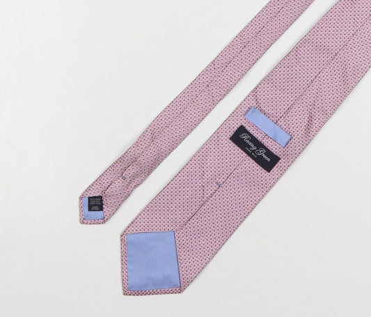 Racing Green Mens Pink Polka Dot Silk Pointed Tie One Size